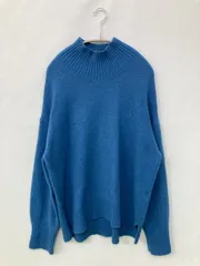 UNIQLO ユニクロ ニット/セーター L ブルー ウール・ニット ナイロン 無地 ミドル丈 長袖 タートルネック/ハイネック
