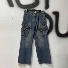 VTG ヴィンテージ オーバーサイズ マルチ ポケット ワイド カーゴ デニム パンツ