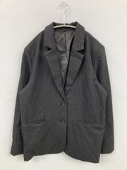 JUNOAH ジュノア テーラードジャケット M グレー 無地 ミドル丈 フードなし シングル