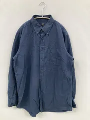 UNIQLO ユニクロ シャツ/ブラウス XL ネイビー コットン 無地 ミドル丈 長袖 ボタンダウン