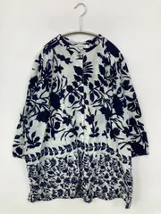 florablanca シャツ/ブラウス M ブルー コットン 花柄・ボタニカル柄 その他総柄 ロング丈 長袖 スタンドカラー