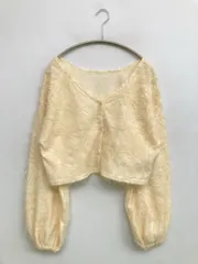 Kastane カスタネ カーディガン/ボレロ S アイボリー ナイロン 無地 ショート丈 長袖