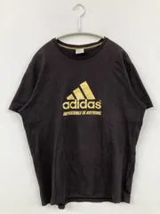 adidas アディダス Tシャツ/カットソー XO ブラック 前面プリント ブランドロゴ ミドル丈 半袖 クルーネック(丸首)