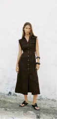 ZARA(ザラ) リネン 茶色 ワンピース