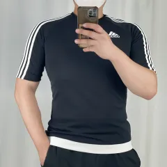 adidas(アディダス) 黒 3本線 半袖Tシャツ M 250728