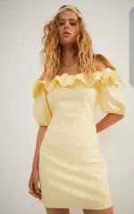 H ＆ M レモンカラー オフショルダー ワンピース