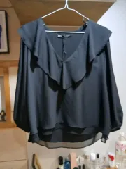 ZARA ブラック フリル ブラウス S