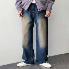 メンズ ハイウエスト ウエストン ロングレングス ワイド デニム