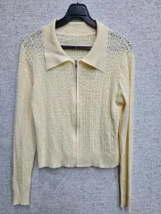 KARA レーヨン コットン ジップアップ ニットカーディガン 66前後