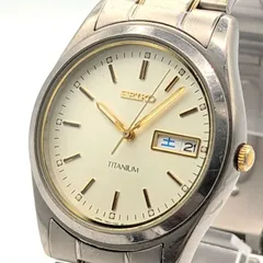 SEIKO 7N43-9100 Watch Quartz Men's Round Gold dial Day-Date Titanium Y2K 00S セイコー シャリオ 時計 クオーツ メンズ ラウンド ゴールド ゴールド文字盤 デイデイト チタン 稼働品