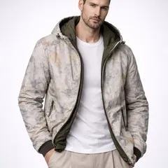 dr522●48●50●54●選択可●MooRERムーレー●撥水●芸術柄●スプリングジップジャケット●リバーシブル●メンズ