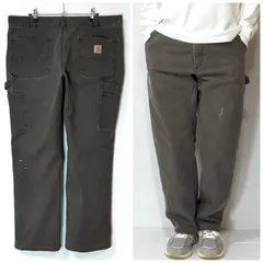 レアカラー Carhartt カーハート ヘビーダック シングルニー ペインターパンツ W38L30 DFE ダークコーヒー ブラウングレー Relaxed Fit リラックスフィット 厚手  極太 ワイドバギー ペンキ飛び ゴールデンサイズp26033520