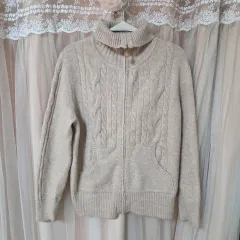 新品_hae.a（ヘアル）ケーブル ニット ジップアップ カーディガン