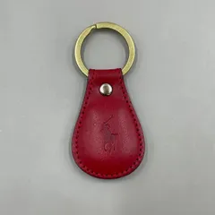 極美品　POLO RALPH LAUREN　ラルフローレン　キーリング　キーホルダー　バッグチャーム　ロゴ型押し　レザー　赤　レッド