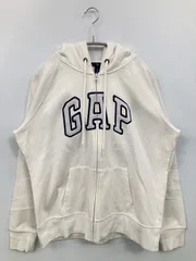 GAP ギャップ パーカー L ホワイト コットン ブランドロゴ 刺繍 ジップアップ 長袖