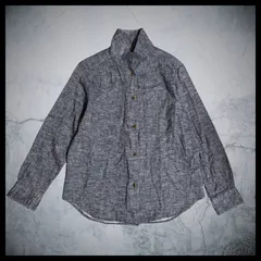 長袖シャツ グレー スタンドカラー メンズ M相当 無地 シャンブレー