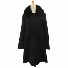 元町ゼラール Zelal ステンカラーコート ロング丈 カシミヤ 11AR 黒 ファー 無地 /SY42 ■ECA002