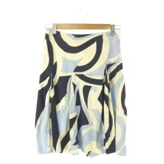 セオリー Theory スカート 2 青 ブルー 抽象柄 膝丈 フレア /AO42 ■ECC002