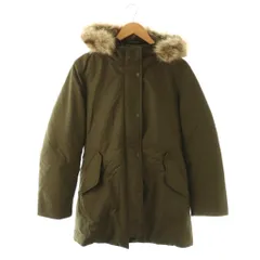 ユニクロ UNIQLO ノンキルトダウンジャケット 上着 L カーキ グリーン フード ファー 長袖 /OK■OS ■ECB002のサムネイル