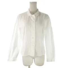 アニエスベー agnes b. シャツ 2 白 ホワイト 無地 ラウンドカラー 長袖 /AO26 ■GY60