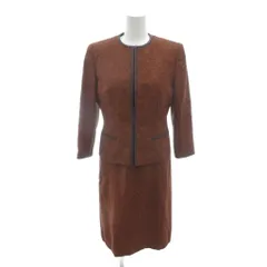 ランバン LANVIN 美品 ワンピーススーツ セットアップ  絹 シルク 36 オレンジ ノーカラージャケット パイピング ロング丈ワンピース /HW ■ECD001のサムネイル
