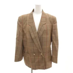 バーバリーズ Burberrys ジャケット ウール 11 茶 ブラウン チェック柄 ダブル 金ボタン 総裏地 /HW ■ECD001