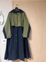 H's cabinet シャカシャカ素材 バイカラー フード トレンチコート ルーズフィット オーバーサイズ アウター
