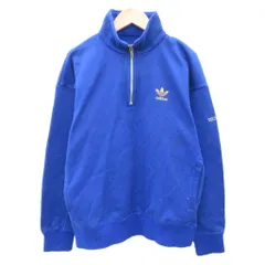 アディダスオリジナルス adidas originals トレーナー ハーフジップ ロゴ刺繍 94-5 青 ブルー /SM37 ■ECD002