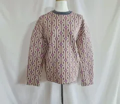 エイチ・アンド・エム 官能的な ピンク ラベンダー パターン ラウンドネック ニット