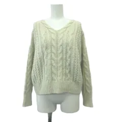 アンタイトル UNTITLED ニット セーター ウール アイボリー オフホワイト Vネック ケーブル編み 長袖 /NP ■ECC002