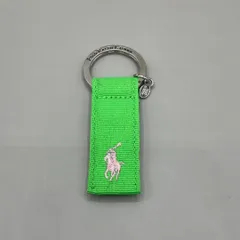 極美品　POLO RALPH LAUREN　ラルフローレン　キーリング　キーホルダー　ロゴ　刺繍　黄緑　グリーン系