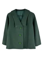 M JPN ビック襟 クロップドジャケット ダークグリーン