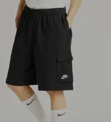 新品 M 2XL - NIKE メンズ フレンチテリー カーゴ ハーフパンツ (ブラック)