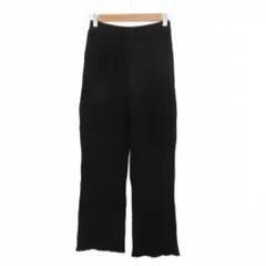 グリーンレーベルリラクシング ユナイテッドアローズ green label relaxing リブニットパンツ フレアパンツ ロング丈 黒 スリット /SY66 ■ECA002