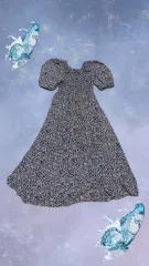 森ガール ロング丈ワンピース ラブリー フェアリー ヴィンテージ パフスリーブ フラワー パータン