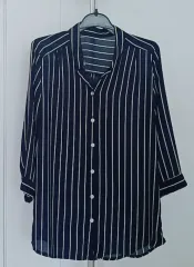 レディース7分シャツ型ブラウス/freeサイズ(送料込み)