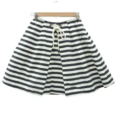 バーバリーブルーレーベル BURBERRY BLUE LABEL フレアスカート ひざ丈 36 黒 ブラック ボーダー柄 /SM15 ■ECD002