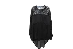 Diesel ディーゼル ブラック ビロウ シャーリング メッシュ ロング スリーブ