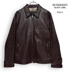 M2667/ BURBERRY BLACK LABEL バーバリー ブラックレーベル レザー ジャケット ノバチェック ブラウン L