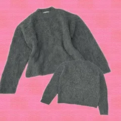 日本 ヴィンテージ アンゴラ st Y2K シック ロック オーバーサイズ グレー ニット