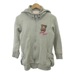 メゾピアノ mezzo piano 子ども服 パーカー M（150） グレー フード付き 長袖 クマのアップリケ刺繍/MD ■ECB001