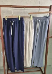 3枚まとめ金額 행사商品 リネン ブレンド ワイドパンツ 3種 新品 (ユニセックス)