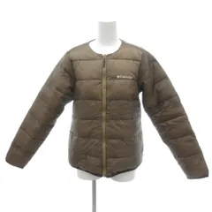 コロンビア Columbia 美品 中綿ジャケット M カーキ ノーカラー キルティング ジップアップ ロゴ刺繍/HW ■ECD001