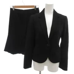 アンタイトル UNTITLED 美品 スーツ セットアップ フォーマル ウール 1 黒 ブラック テーラードジャケット 総裏地 シングル フレアスカート ひざ丈 /HW ■ECD001