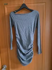 ショルダー 片側 チェーン オフショルダー シャーリングワンピース