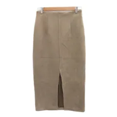 ザラ ZARA タイトスカート ロング丈 マキシ丈 S ブラウン スリット スエード調 /SY65 ■ECA002