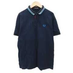 フレッドペリー FRED PERRY ポロシャツ M 紺 ネイビー 半袖 ポロカラー ロゴ刺繍 /SM40 ■ECD002