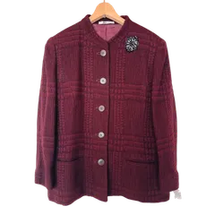 アクアスキュータム Aquascutum ジャケット チェック ワンポイント ワインレッド 992795のサムネイル
