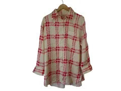 w01250415012　UNIQLO　ユニクロ　Sサイズ　ベージュ×ピンク　　トップス　長袖シャツ　通年