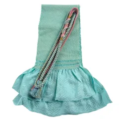 和装セット 優品 帯締め帯揚げ2点セット 振袖向き 水色 正絹 和装小物  【中古】